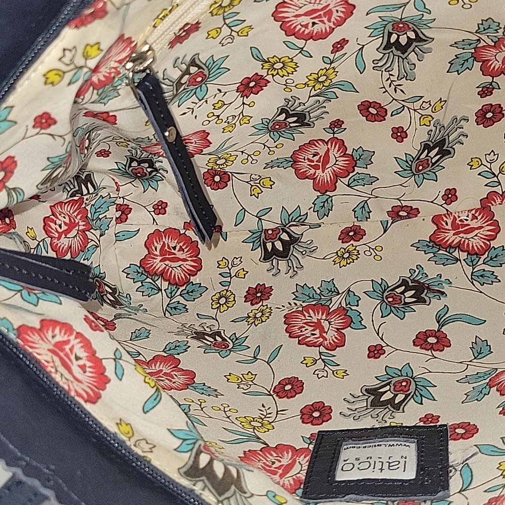 Latico for Anthropologie Leather Navy Tote Bag - Classic Everyday Shoulder Bag - Picture 10 of 13